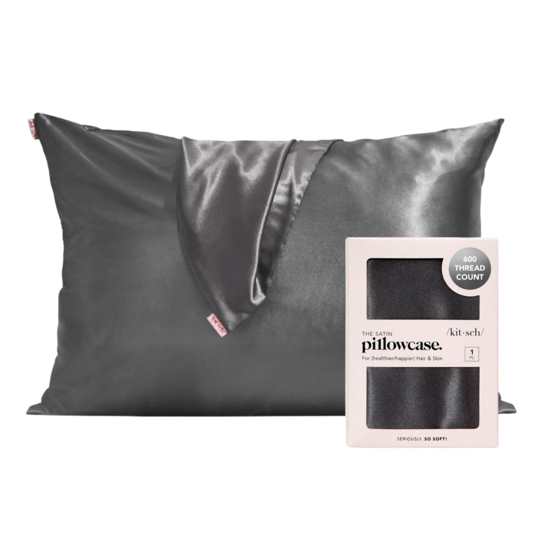 Kitsch Satin Pillow Case - Charcoal